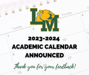 calendar background with 2023-2024 academic calendar announcement